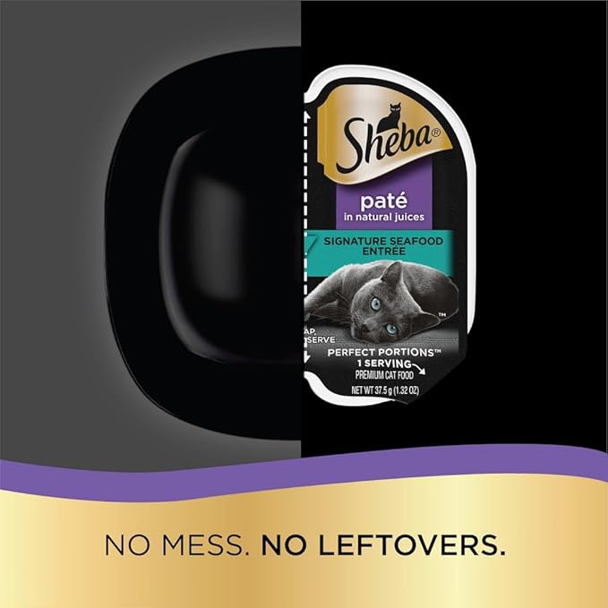Sheba Perfect Portions Wet Cat Food Pate with Sustainable Salmon, Signature Seafood Entree, and Tender White Fish and Tuna Entree Variety Pack, 2.6 oz. Twin Pack Trays (24 Count, 48 Servings)