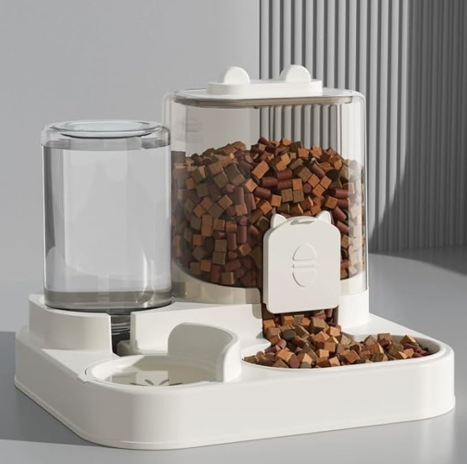 Cat Water Dispenser and Automatic Cat Food Feeder Integrated Water Feeder (Small Transparent, 10.63x9.06x10.63in)