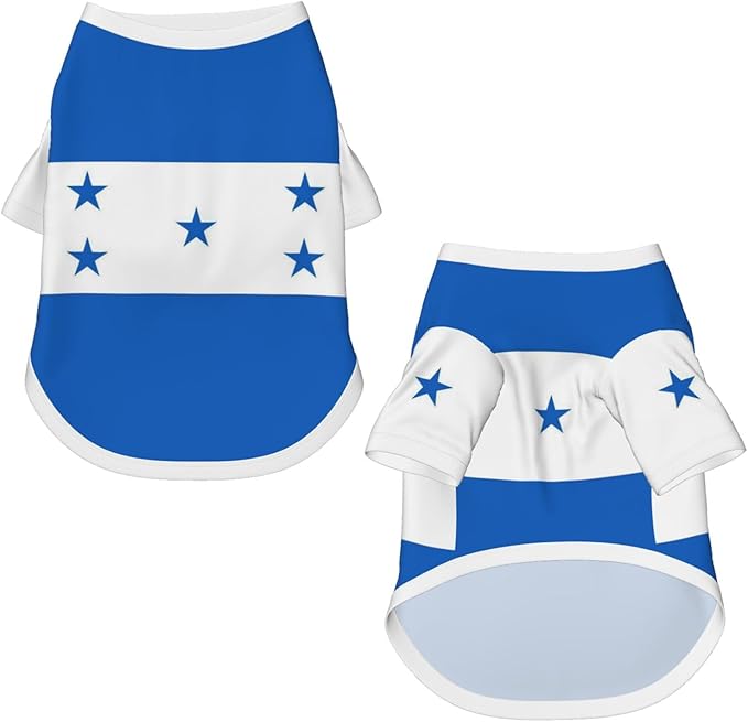 Honduran Flag Dog Shirt Pet Cotton T-Shirt Soft Breathable Dog Clothes Stretchy Puppy Outfit Doggy Tank Top Funny Outdoor Apparel Daily Wear for Small Medium Dogs Cats White Medium