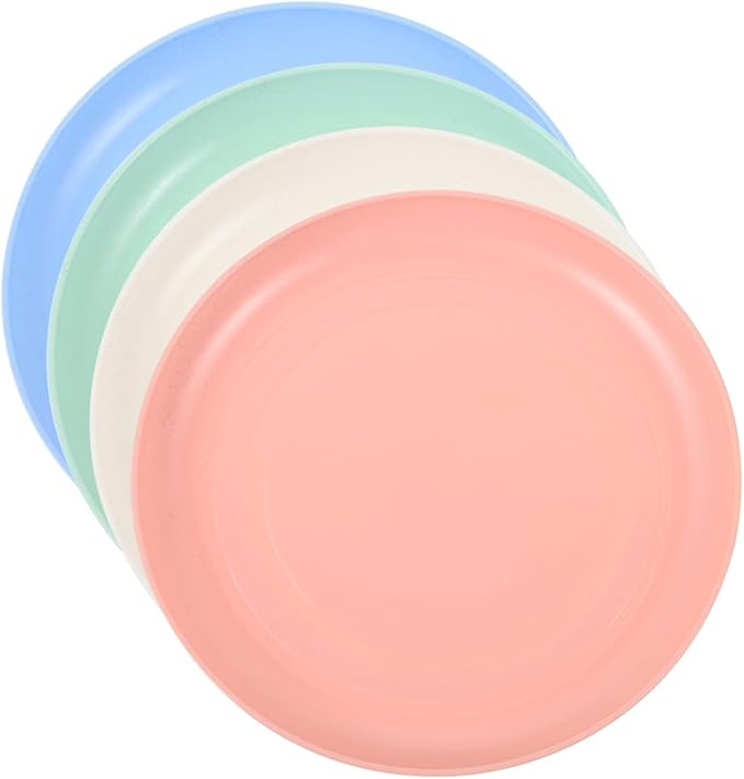 Alipis 4pcs Cat Food Bowls and Shallow Cat Plates Set Plastic 20cm Diameter Suitable for Kittens and Small Short-Legged Pet Feeding and Watering Dish Kit for Home Use