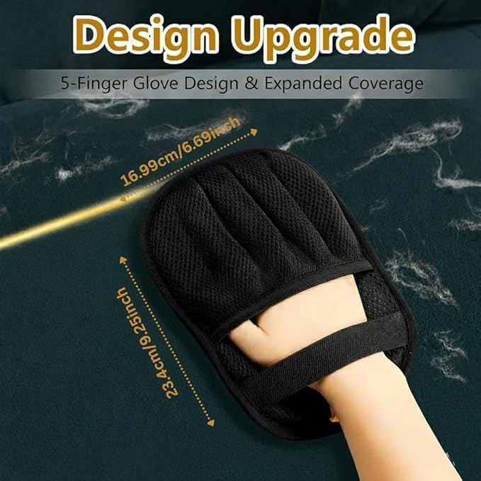 2 Pack Pet Hair Remover Gloves, Enhanced Five Finger Static Grooming Mitts for Cats and Dogs, Washable Reusable Fur Removal Tool for Furniture, Clothing, Carpet, Couch and Car Seats