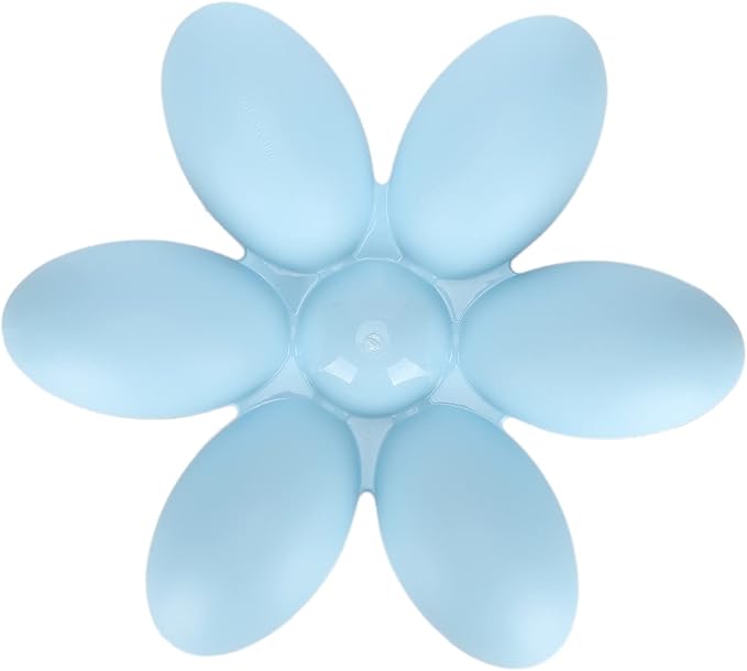 Cat Food Bowl, Plastic Flower Petals Shaped Cat Water Bowls for Feeder, 16.3in Diameter for Cats and Kittens (Blue)