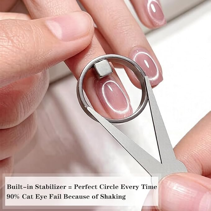Ring Cat Eye Magnet Tool for Cat Eye Gel Polish, Create Perfect Halo & Black Hole Cat Eye Nails, Magnetic Nail Art Tool with Stabilizer for Beginners DIY Salon, NAT297-Square)