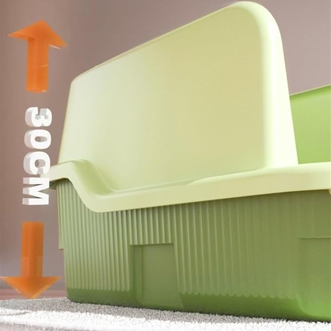 Pet Supplies, Leakproof Open Cat Litter Box with Scoop & High Walls, Easy Clean(Green)