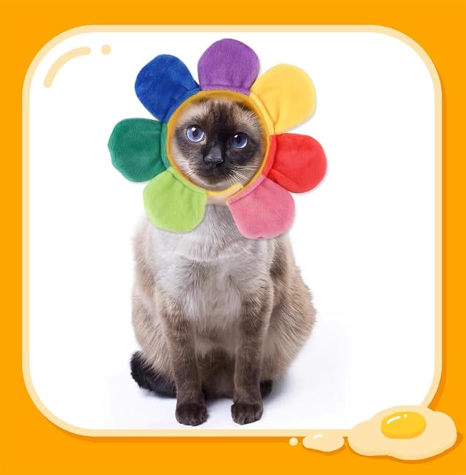 5 Pieces Cat Hat Adorable Cat Costume Outfit Bunny Hat with Ears Funny Mane Hat for Cats and Small Dogs Party Costume Accessory Headwear (Brown Bear-Flower-Starfish-Rabbit-Strawberry)-Not for Children