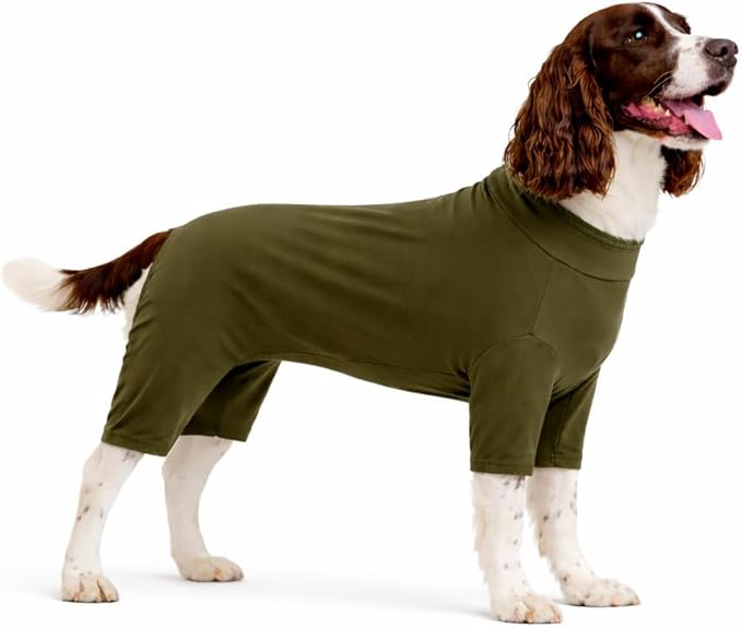 Lovelonglong Dog Full Bodysuit – Stretchy Yoga Fabric 4-Leg Dog Pajamas, Breathable & Lightweight Dog Onesie for Indoor & Outdoor, Shedding Control & Travel Wear