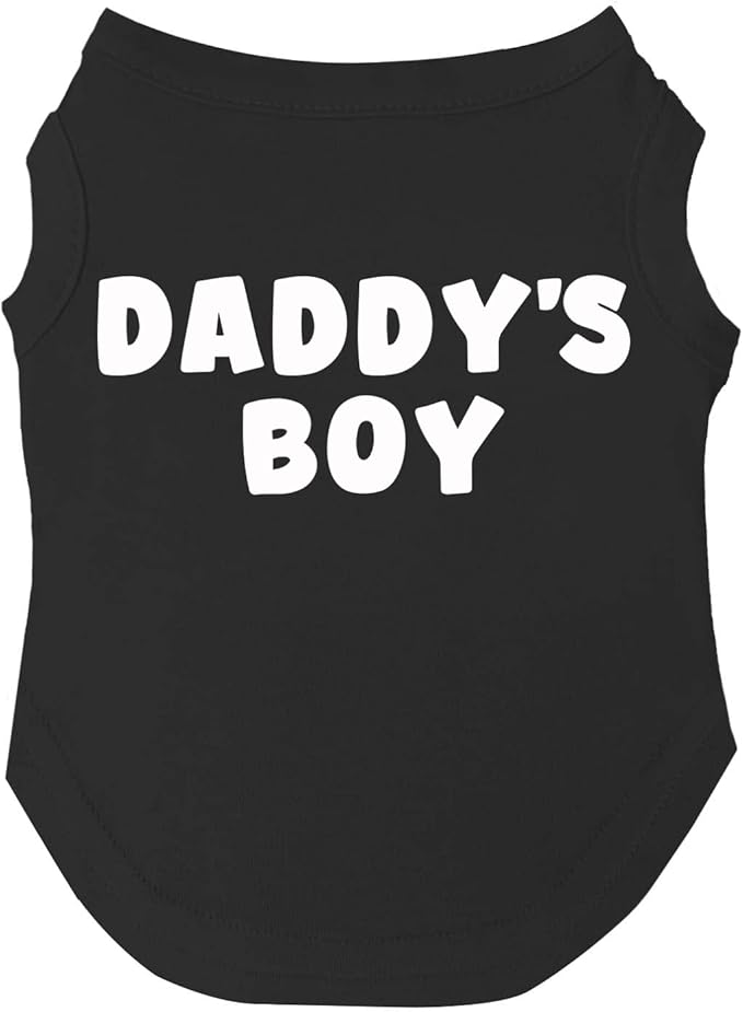 Daddy's Boy Father's Day Dog Tee Shirt | Sleeveless | Sizes for Puppies, Toys and Large Breeds (Black, Small 943)