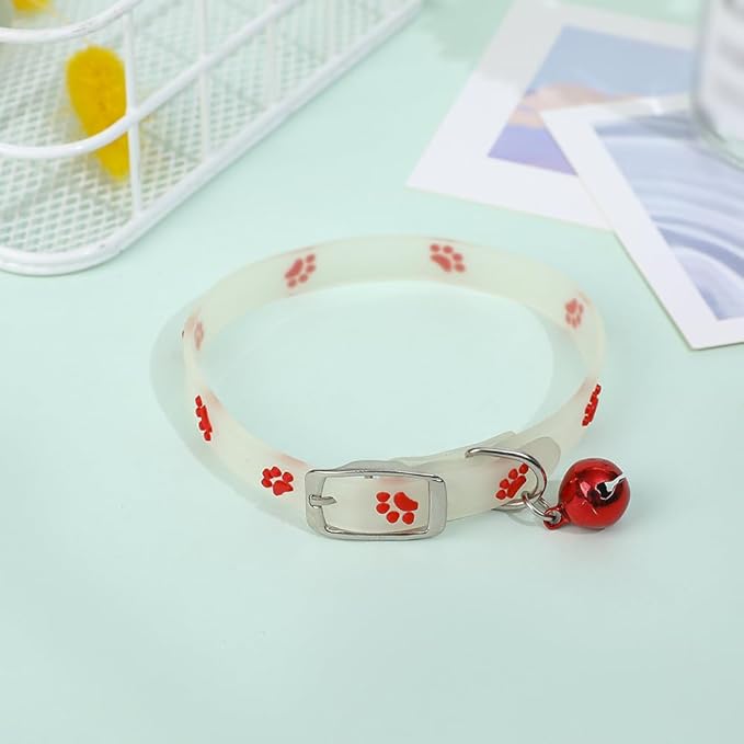 4 Pcs Colorful Silicone Pet Collars Breakaway Cat Collars Adjustable Kitten Collars Lightweight Buckle Dog Collars Soft Colorful Pet Collars Cute Puppy Dog Collars with Bells