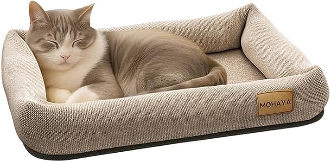 MOHAYA Jute Pet Bed-L, 2-in-1 Small Dog Bed & Scratch Pad – Breathable Jute & Cotton Dual-Layer Design, Eco-Friendly Lounger with Cooling Comfort for Summer – Washable, Durable, Non-Slip Base
