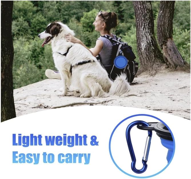 Dog Bowl Pet Collapsible Bowls, 2 Pack Collapsible Dog Water Bowls for Cats Dogs, Portable Pet Feeding Watering Dish for Walking Parking Traveling with 2 Carabiners (Large, Black+Black)