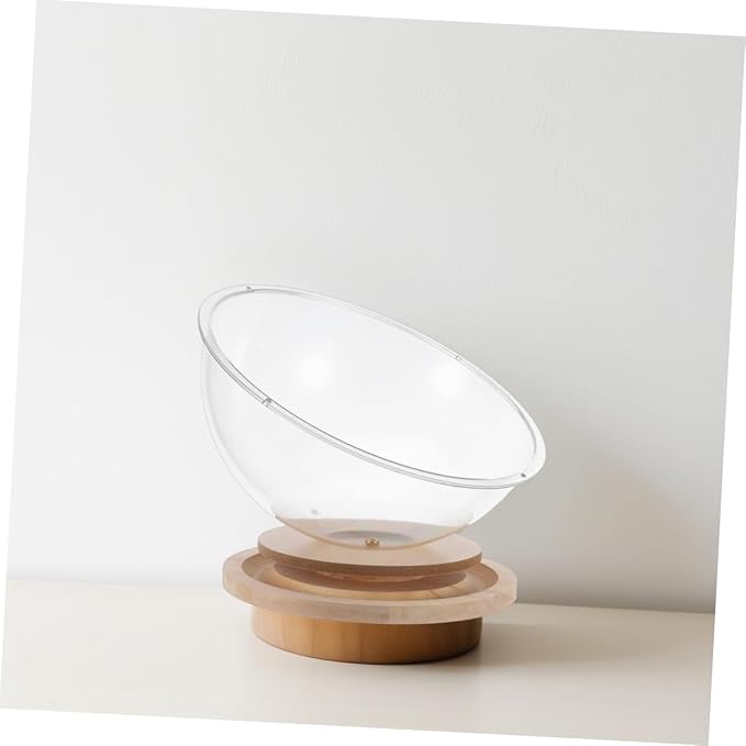 POPETPOP Cat Bed Spaceship Modern Transparent Indoor Cat House with Wooden Stand Multifunctional Toy Sturdy Design for Year Comfort