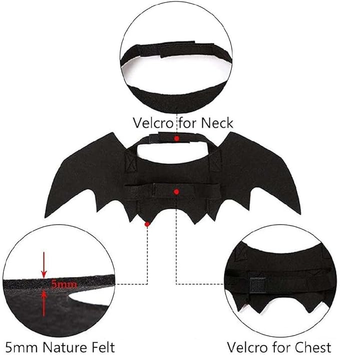 Cat Halloween Costume Bat Wings with Pumpkin Jingle Bells Pet Apparel Halloween Party Dress Up Accessories for Cats & Dogs