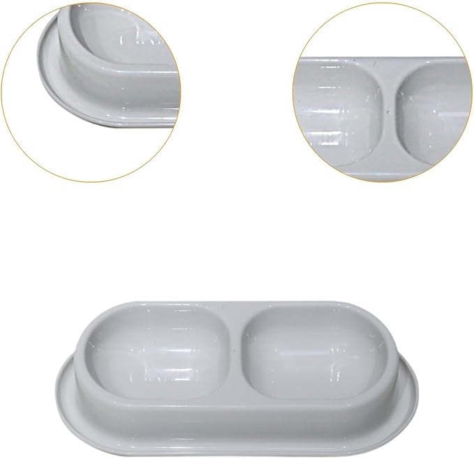 Cat Feed Bowl Drinking Feeding Dish Function Nonslip PP Material Easy to Clean Suitable for Cats Dogs, Light Gray
