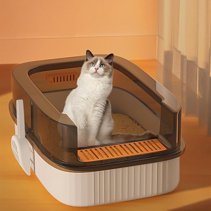 Pet Supplies, Kitten Litter Box with Scoop,High Sided Open Cat Toilet for Small Cats & Travel(Gray)