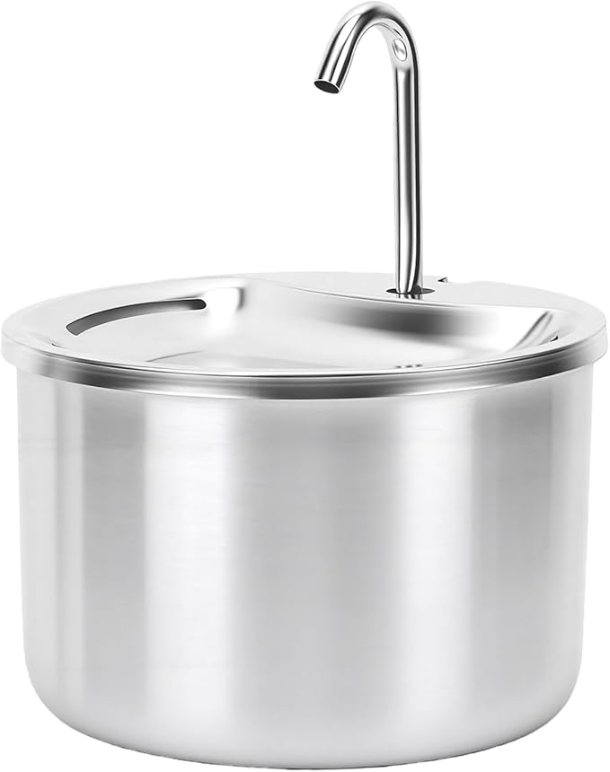 Zerodis Pet Water Fountain, Stainless Steel Cat Water Dispenser with Circulating Filtration 3.2L Large Capacity Quiet Running Dog Feeding Bowl Dishwasher Safe for Pet Indoor Use