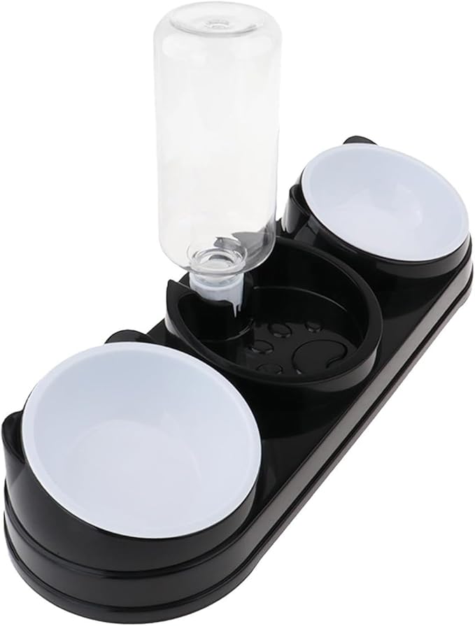 Elevated Double Bowl Pet Feeders with Automatic Water Dispenser Antislip Base for Dog Cats Daily Feeding Watering Supply