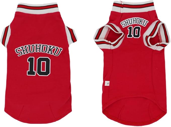 Sphynx Cat Basketball Jersey, Anime-Inspired Pet Shirt, Breathable Stretchy Cotton Outfit for Hairless Cats & Small Dogs, Sleeveless Sport Costume for Cats (Red, Large (5-7lbs))