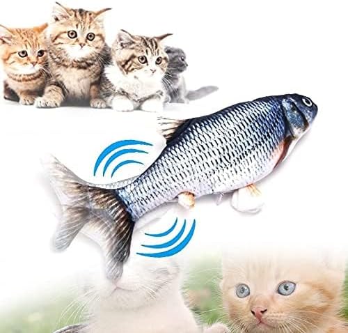Cat Toys Catnip Automatic Flip Fish Dolls, Cat Toys, Applicable to All Kinds of Cats, USB Electric Mobile pet Toys, Electric Puppet Fish, Suitable for Cats