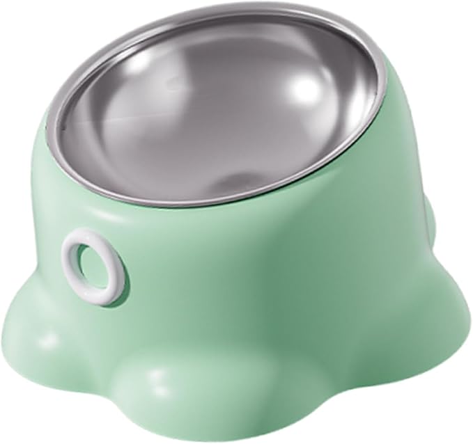 Tilted Cat Feeder Bowl Food Dispenser Living Room Home Travel Indoor Watering Feeding Dish Cat Food Bowl for Pets Small Dogs, Green