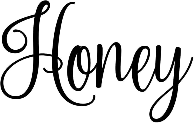 Honey 4w x 2.5h Label | Kitchen Pantry Organization | Die Cut Vinyl Decal | Black Fancy Font (Sticker Only)