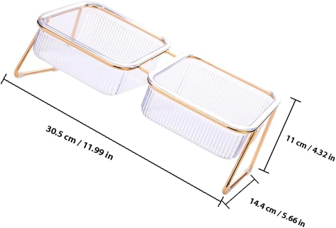 Elevated Iron Double Pet Bowl Set with Raised Bowls and Tilted Design for Cats and Dogs, Easy-Clean Feeding and Watering Dish for Multi-pet Use