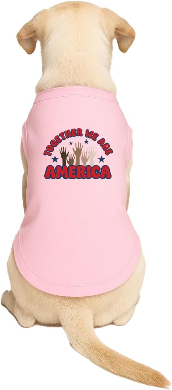 Together We are America Dog Tee Shirt | Sleeveless Breeds | Imigration Awareness | Unity | Diversity | 2026 | Football |Light Pink, 6X-Large 1708