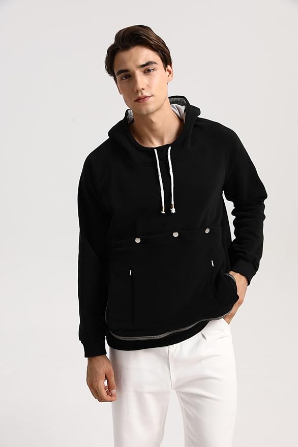Unisex Cat Pouch Hoodie Long Sleeve Kitten Puppy Holder Hoodies Front Large Pouch Pet Carrier Sweatshirt