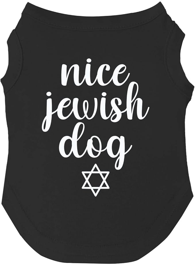 Nice Jewish Dog Passover Dog Tee Shirt | Sleeveless | Sizes for Puppies, Toys and Large Breeds (Black, Large 930)