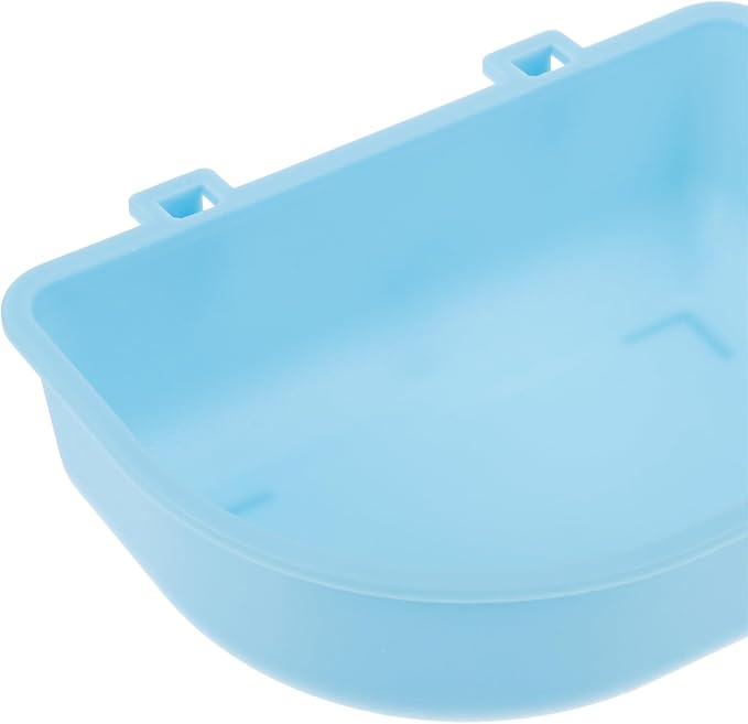 COLLBATH Hanging Plastic Puppy Feeding Bowl with Blue Clip, Small Dog and Cat Food Holder for Kennel and Travel, Portable Pet Bowl for Feeding and Watering