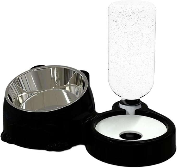 Cat Feeder and Water Dispenser, Easy Fill Design, 26 X 17.5 X 10cm, Splash Proof Food Grade Feeding Dispenser, Cat Water Dish, Multi Functional Pet Feeder, for Puppy Drinking Watering