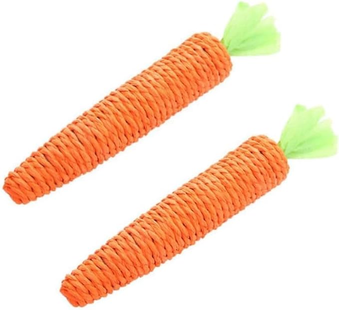 2 Pcs Orange Natural Interactive Sisal Carrot Cat Toys,Cat Dental Chew Toy Kitten Teething Toys for Indoor Cats Interactive Toys