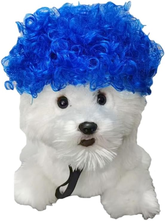 Psivika Pet Wigs Funny Dog Cat Cosplay Wig Pet Costume Cat Cosplay Decoration for Halloween, Christmas, Parties, Festival (Blue)