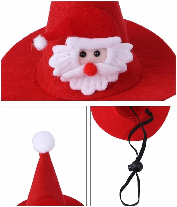 Santa Claus Hat for Cats Xmas Outfits Clothes Puppy Cat Christmas Costume Hat Santa Claus Pattern Cat Cosplay Costume