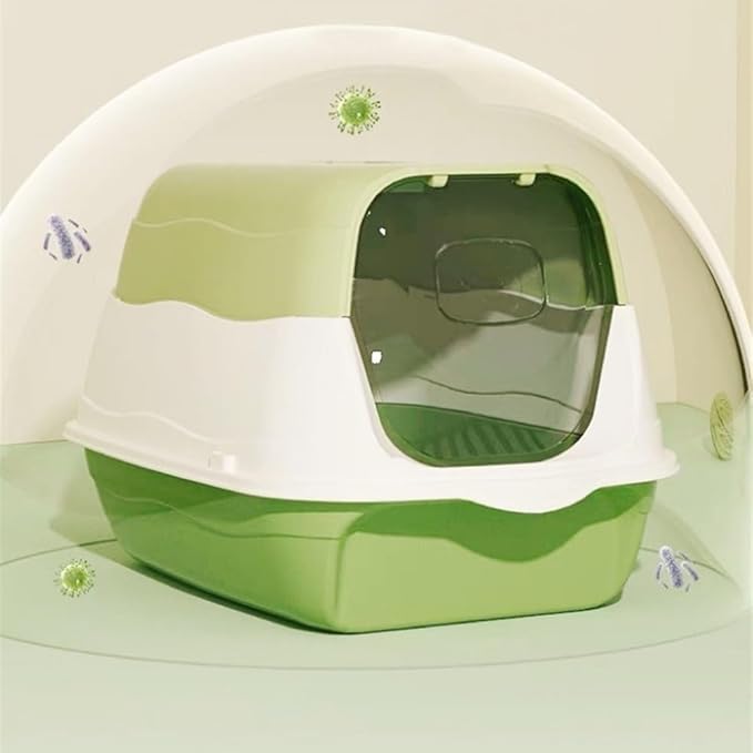 Pet Supplies, Nclosed Cat Litter Box with Lid & Scoop,Control Hooded Tray(Pink)