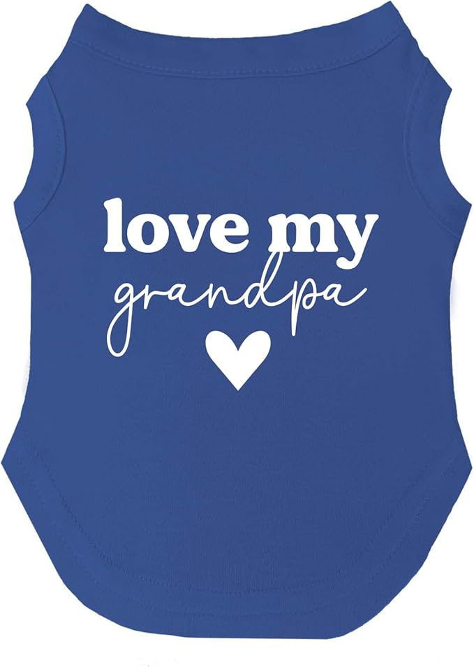Love My Grandpa Dog Tee Shirt | Sleeveless Breeds | Father's Day | Grandpa Gift | Valentine's Day |Royal Blue, Small 1341