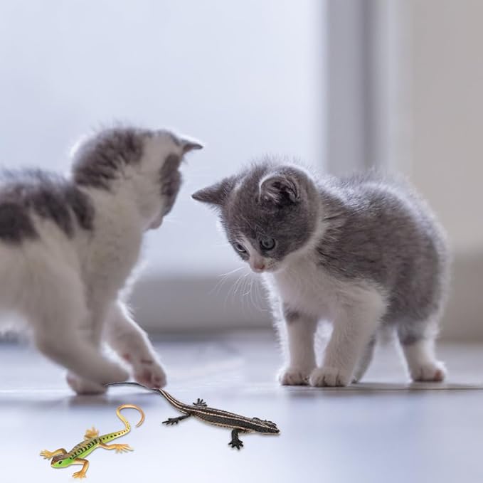 MiOYOOW Cat Funny Toy, 4PCS Lizards Shape Cat Chew Toy Kitten Interactive Toys for Indoor Cats Kittens Halloween Christmas