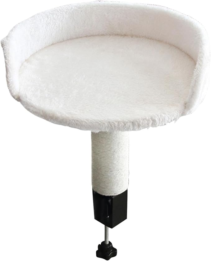 Desktop Cat Bed Round Hammock Elevated Perch for Indoor Cats Soft Stable Easy Assembly Kitten Furniture- White