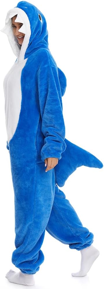 HSCTEK Fuzzy Teddy Fleece Adult Onesies Pajamas - Teen Long Sleeve Zip Up Hooded Blanket Sleep - One Piece Costume