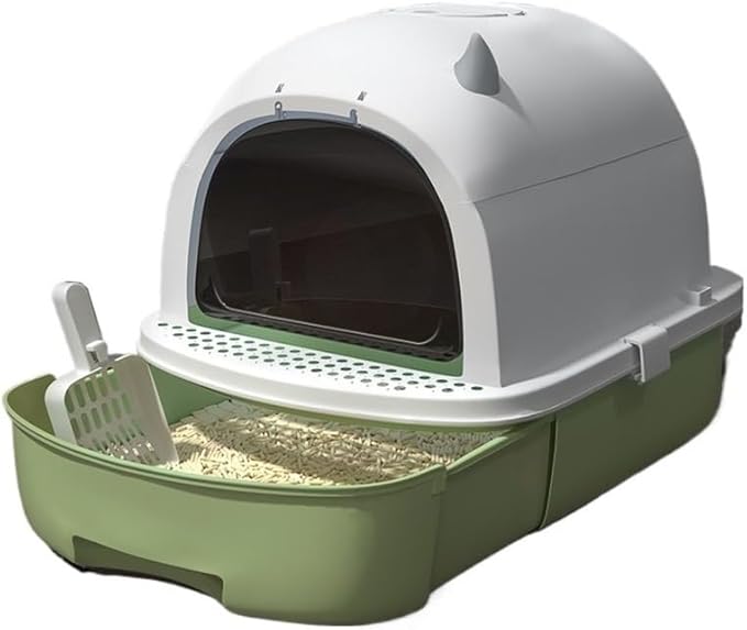 Pet Supplies, Enclosed Cat Litter Box with Scoop,Top Entry, Anti-Splash & Easy Clean(Green)