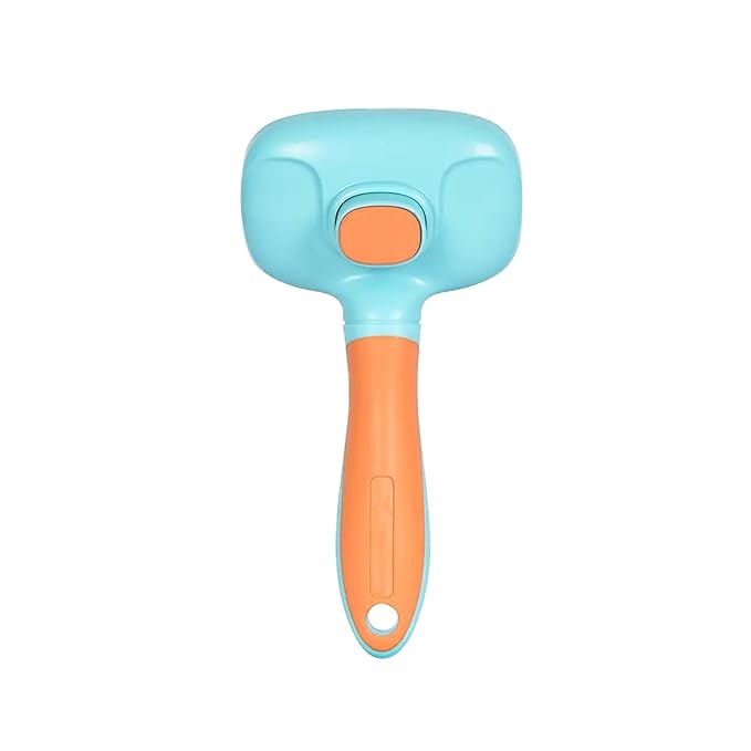 One for Pets Self-Cleaning Dog and Cat Slicker Brush, Cat Brush with Release Button, Indoor Cats Shedding, for Cat and Dog Grooming (Green & Orange)