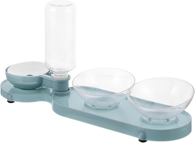 Totority Pet Feeder Dual Bowls and Automatic Water Dispenser for Cats Tilted Design for Easy Eating and Drinking Capacity Elegant Finish