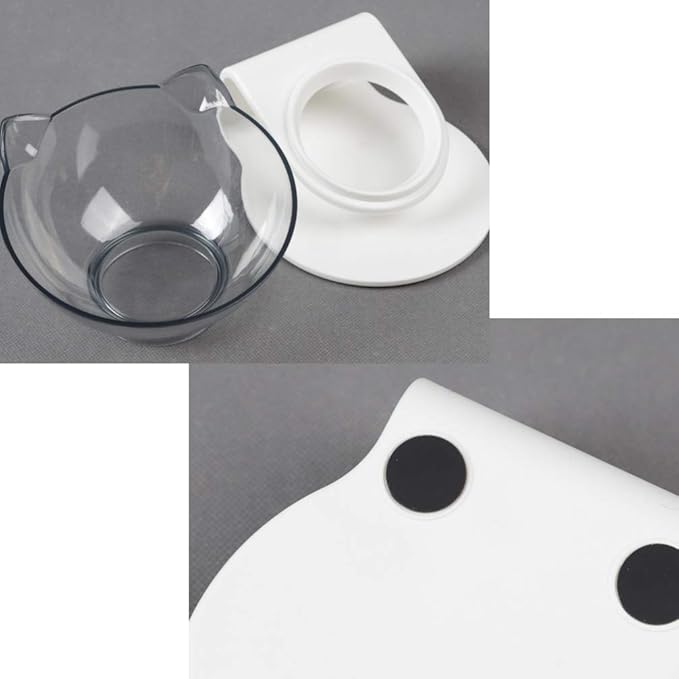 Balacoo Cat Feeder Bowl 15° Tilted Cat Bowl Whisker-Friendly Stainless Steel Easy to