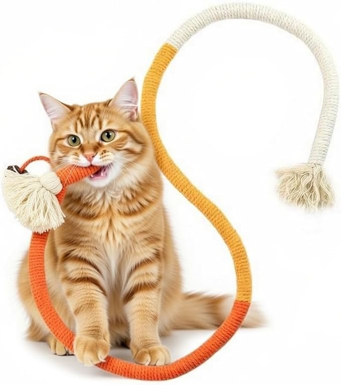 Cat Chewing Ropes Toys 3pcs with Refillable Natural Catnip, Safe Teeth Cleaning Chew Toy for Indoor Kittens, Interactive Cat Nip Kitty Toys for All Breeds (27.5 Inches)