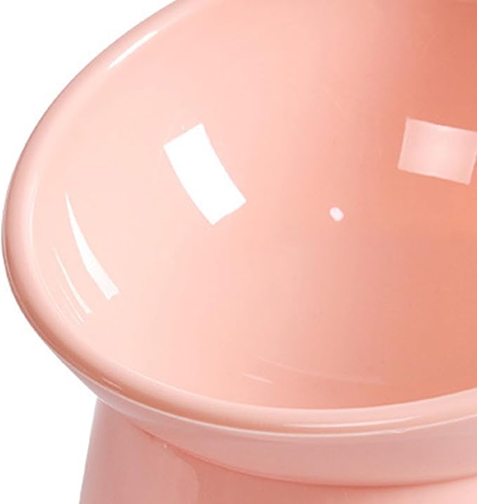Raised Cat Food Bowl, 15° Tilted Whisker Friendly Dog Water Bowl Anti Vomiting Pet Dishes Puppy Ergonomic Feeding Set Supplies for Cats and Puppies (Pink)
