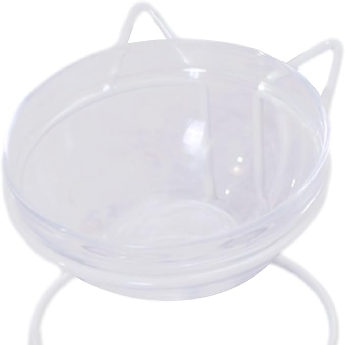 Elevated Cat Feeder Bowl Dish Iron Rack Stable Base Sturdy Simple Cleaning Accessory Detachable Minimalist for Indoor Cats, Single Bowl White
