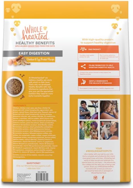 WholeHearted Healthy Digestion Chicken and Egg Product Recipe Dry Cat Food 12 lbs.