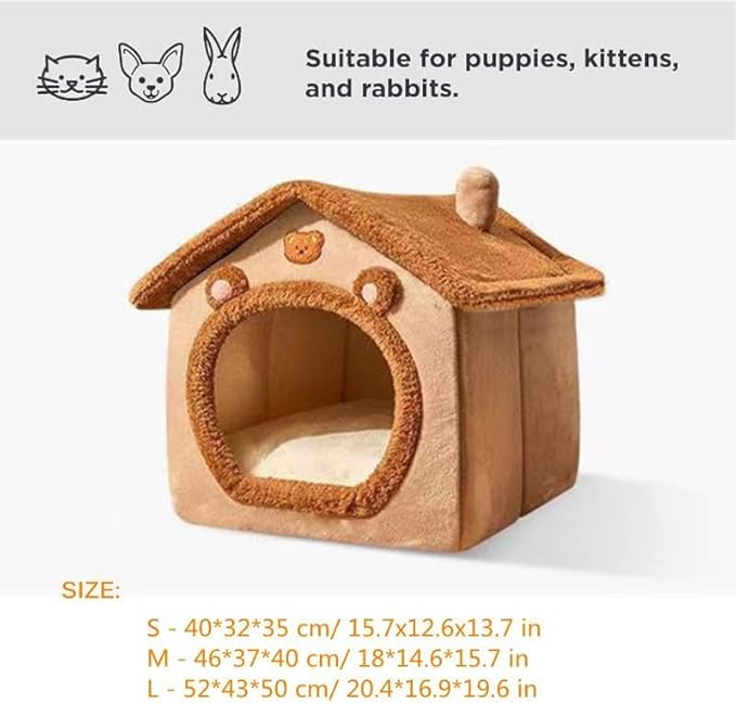 Cat Bed Cave, Cute Christmas Cat Beds for Indoor Cats, Xmas Pet House Cats Tent with Removable Cushion Pillow for Kittens Puppy Small Dogs (Pink-M(18 * 14.6 * 15.7in))