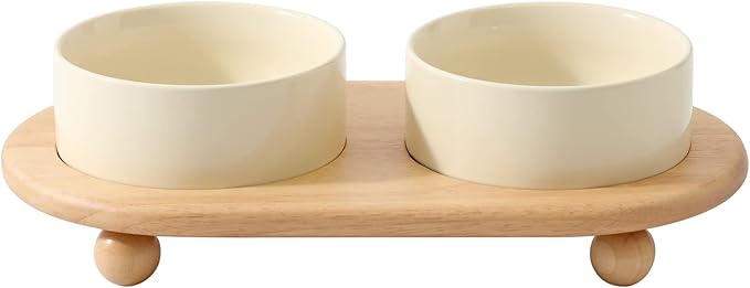 Havniva Raised Cat Bowls Water Bowl 5.1” Elevated Ceramic Cat Food and Water Bowl Whisker Friendly Pet Food Bowls for Indoor Cats, Wide Cat Water Dish Prevent Whisker Fatigue Non Slip Cat Feeder