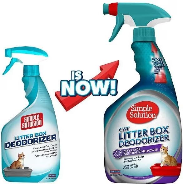 Simple Solution Cat Litter Deodorizer, Litter Box Odor Eliminator, Cat Urine Remover, Kitten Supplies, Pee Cleaner, Pet Odor Eliminator, 32 Ounces