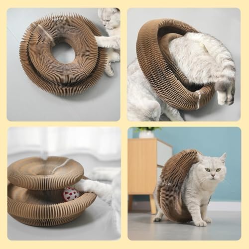 2PCS Kitty Curls Cat Toy,Magic Organ Cat Toy,Cat Scratcher for Grinding Claw Cardboard Cat Toys,Interactive Scratch Pad with Toy Ball